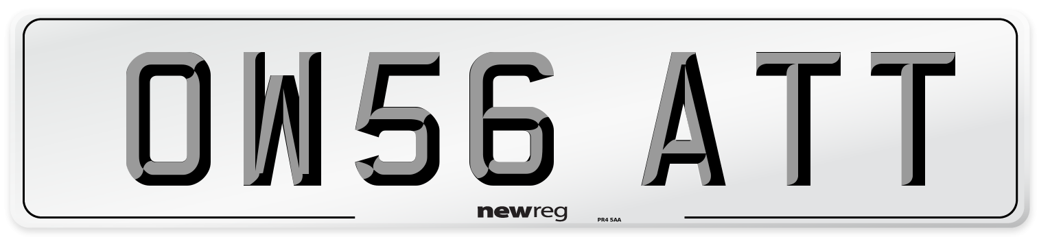 OW56 ATT Number Plate from New Reg